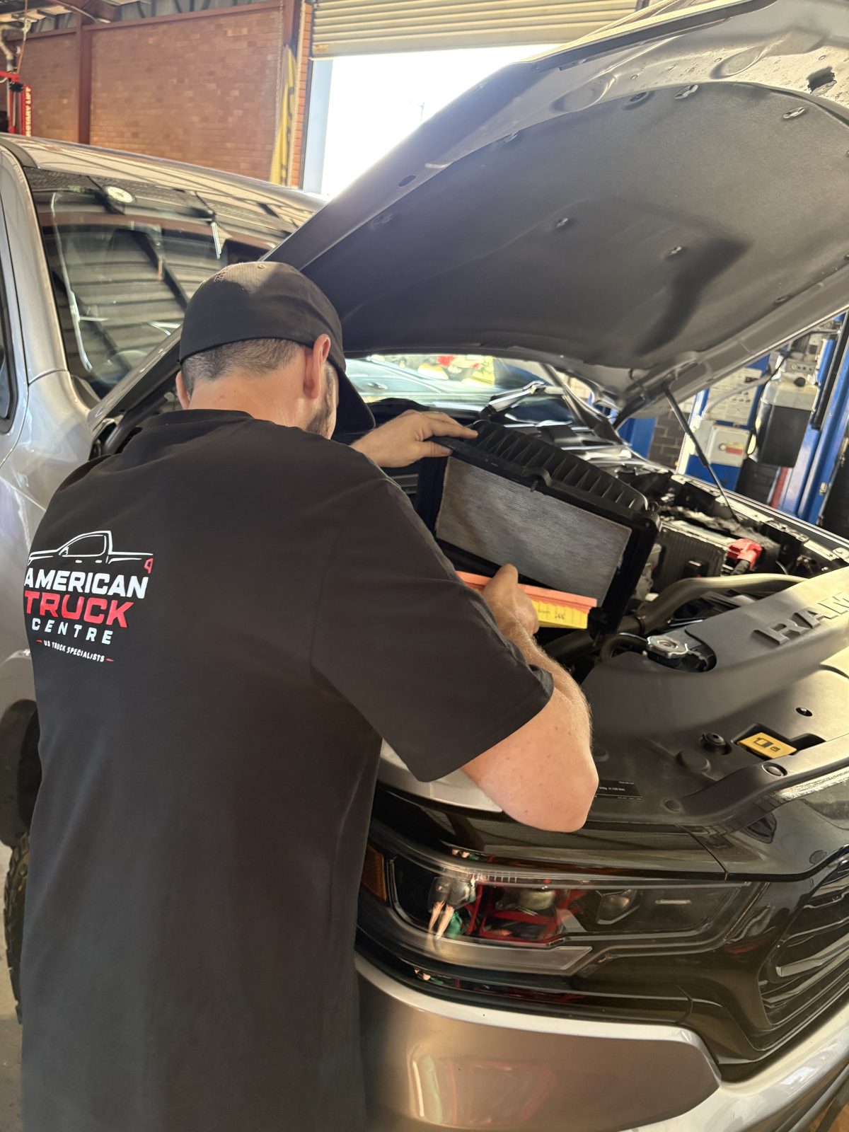 OEM air filter fitted to a RAM 1500 at our Caloundra workshop