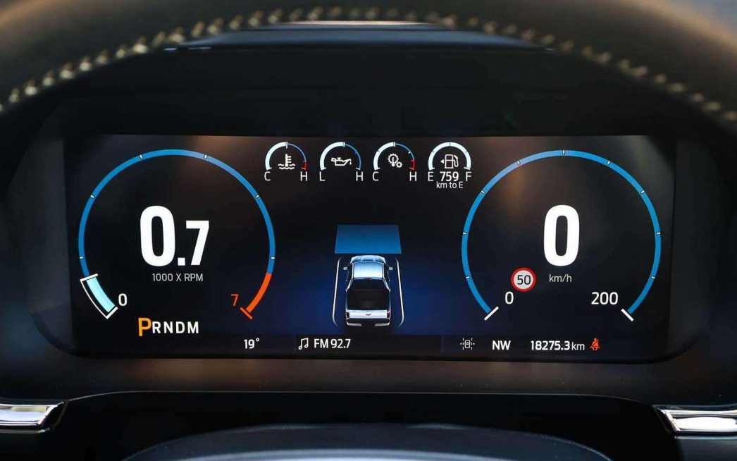 Ford truck digital instrument cluster during a diagnostic scan